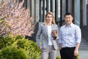 How URA helps you grow your business in Singapore, two entrepreneur managers, Singapore Industrial Spaces, by David-Hoicka, Licensed-47997006_1200