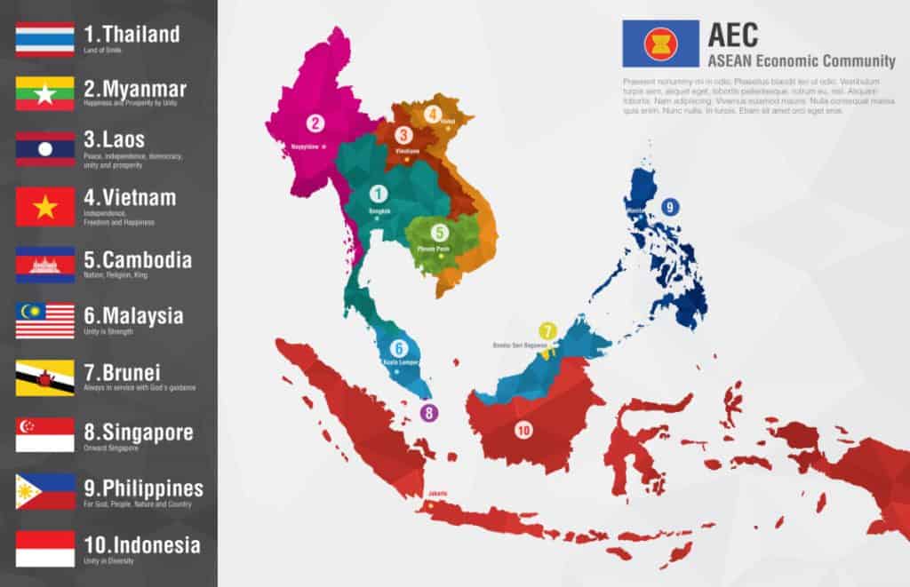 Singapore Gateway to ASEAN Economic Community - Country Maps. Singapore Industrial Spaces, by David-Hoicka, Licensed Depositphotos 49887083