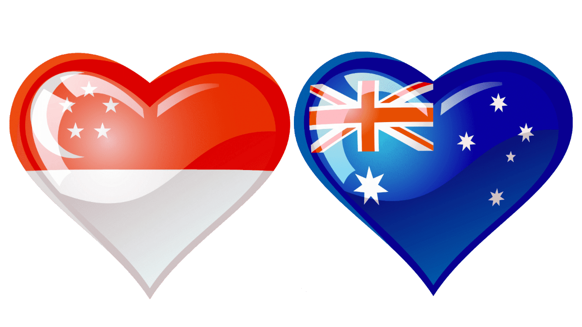 Singapore Australia Heart Friendship Flags, Singapore-Industrial Spaces, by David Hoicka, Licensed Images Depositphotos_5279987_1200